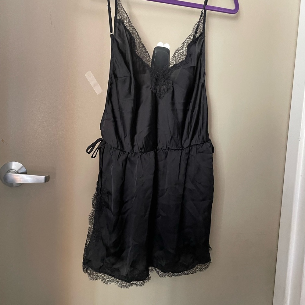 Lace trim, romper